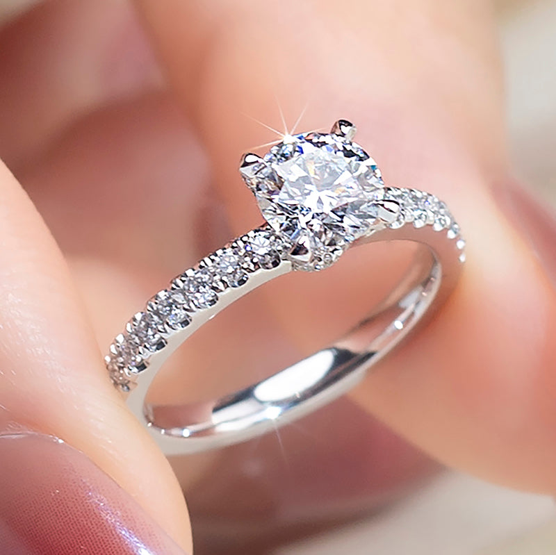 18k White Gold Cushion Lab Diamond Ring - IGI Certified