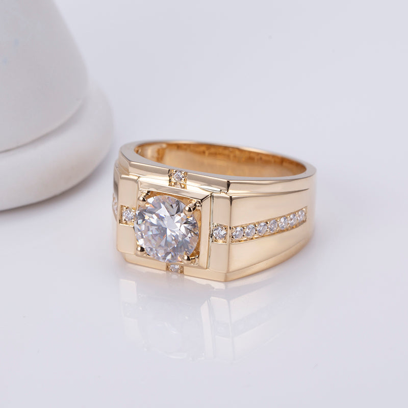 18K Yellow Gold Round Cut Lab-Grown - IGI Certified / Moissanite Ring - GRA Certified