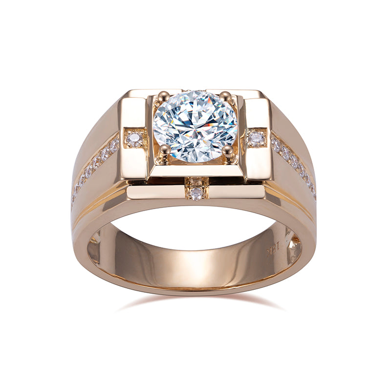 18K Yellow Gold Round Cut Lab-Grown - IGI Certified / Moissanite Ring - GRA Certified