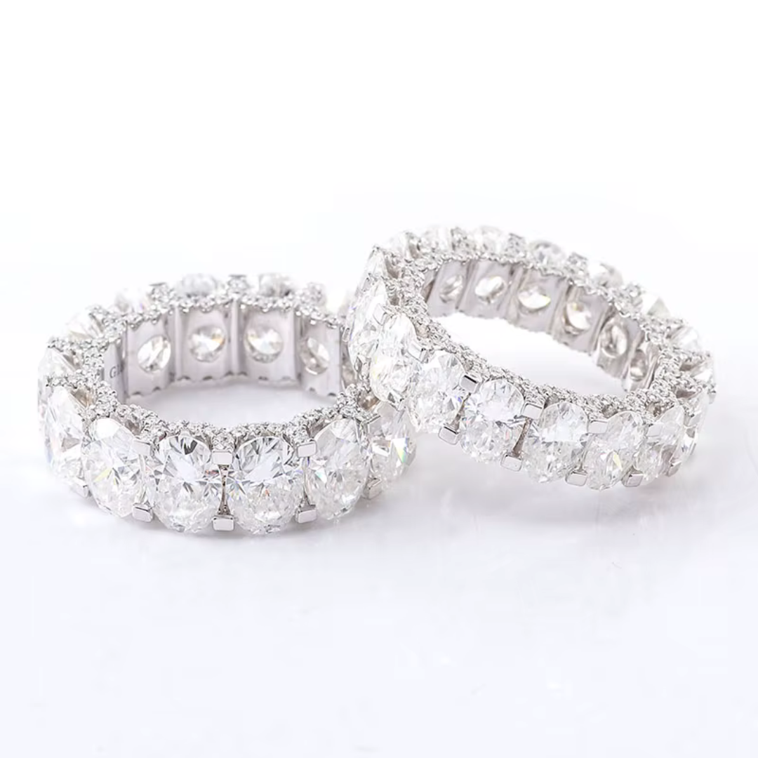 Sterling Silver Moissanite Eternity Ring - GRA Certified