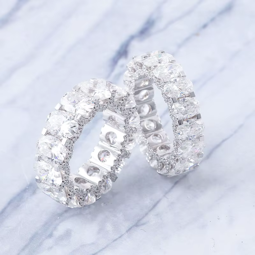 Sterling Silver Moissanite Eternity Ring - GRA Certified