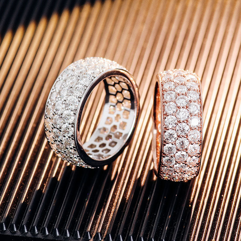 Three-Row Moissanite Eternity Ring Set - GRA Certified